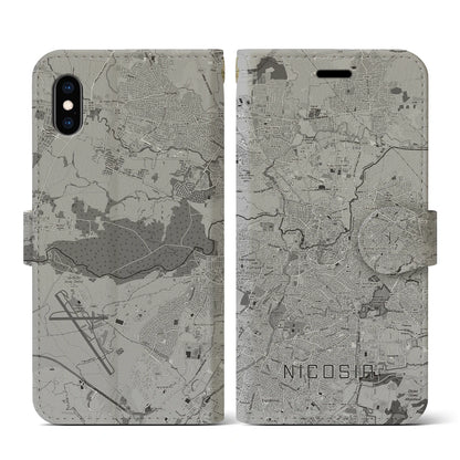 【ニコシア（キプロス）】地図柄iPhoneケース（手帳タイプ）