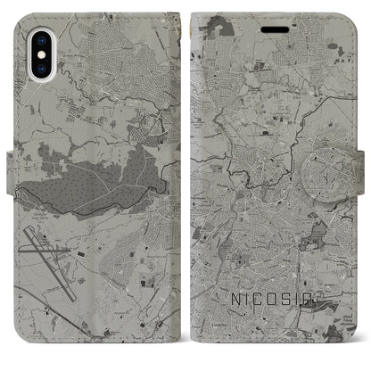 【ニコシア（キプロス）】地図柄iPhoneケース（手帳タイプ）