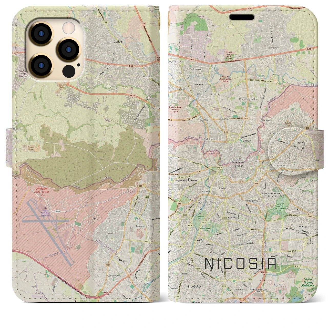 【ニコシア（キプロス）】地図柄iPhoneケース（手帳タイプ）