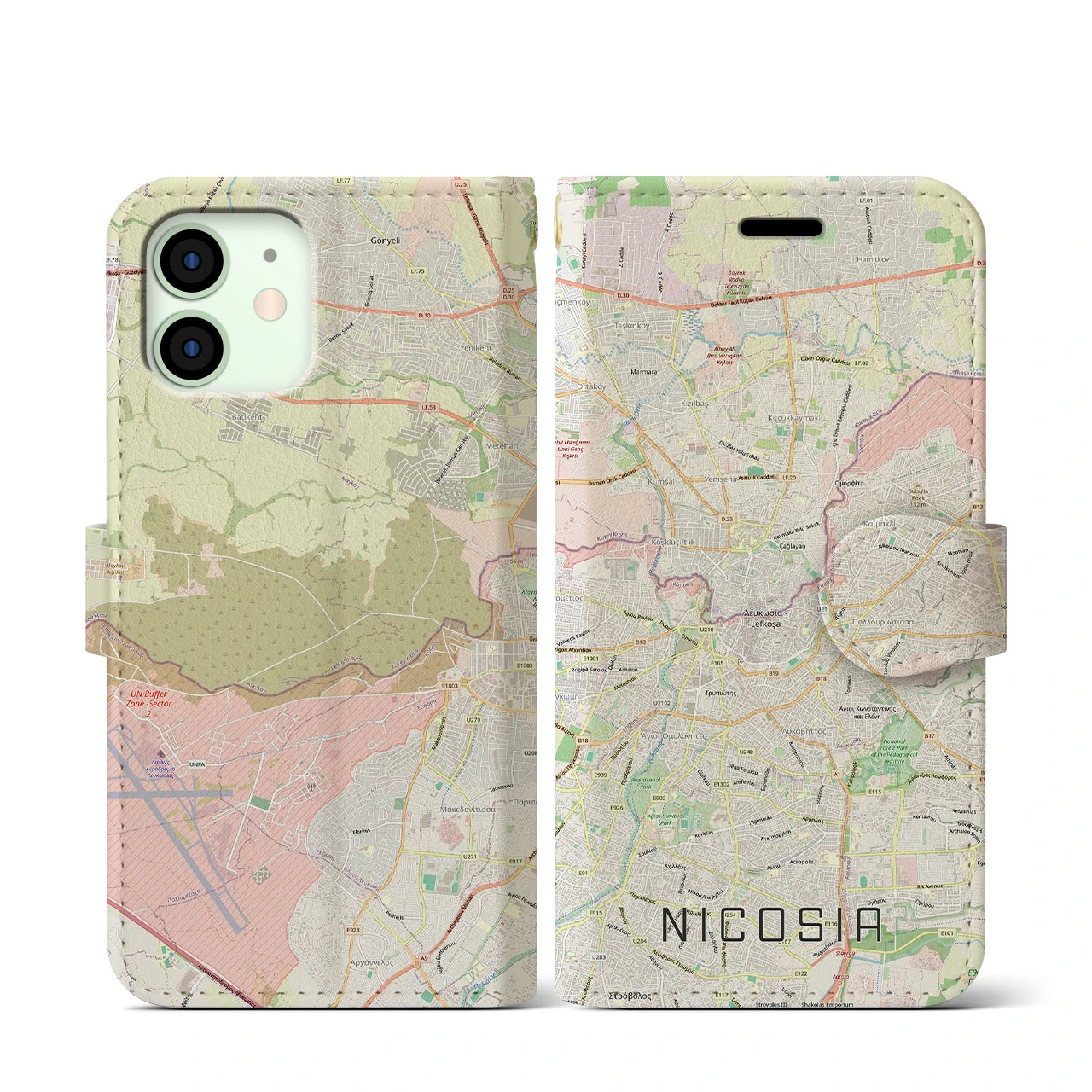 【ニコシア（キプロス）】地図柄iPhoneケース（手帳タイプ）