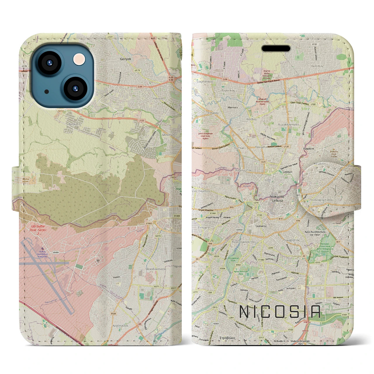 【ニコシア（キプロス）】地図柄iPhoneケース（手帳タイプ）