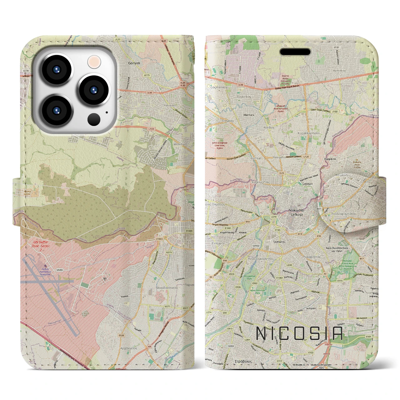 【ニコシア（キプロス）】地図柄iPhoneケース（手帳タイプ）