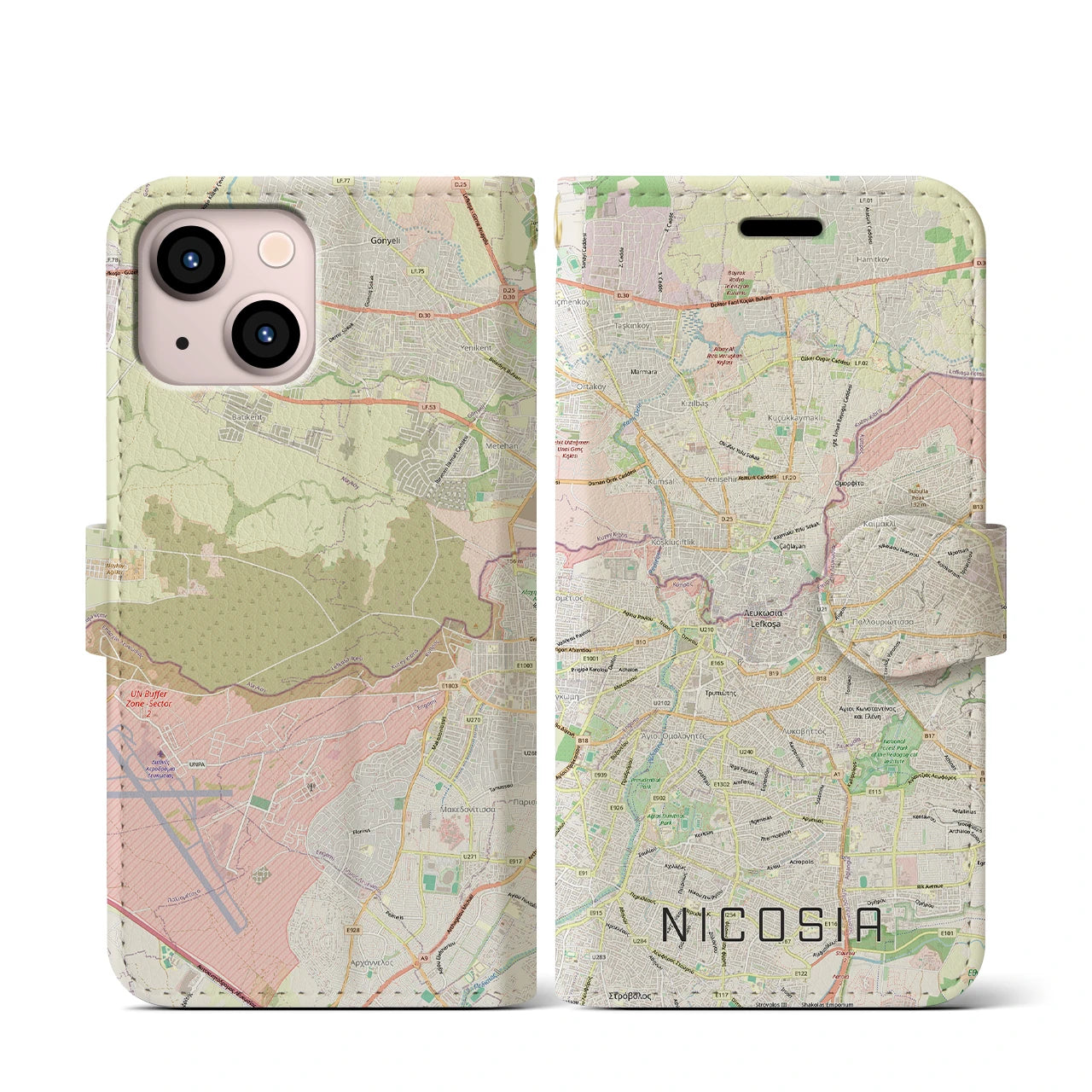 【ニコシア（キプロス）】地図柄iPhoneケース（手帳タイプ）