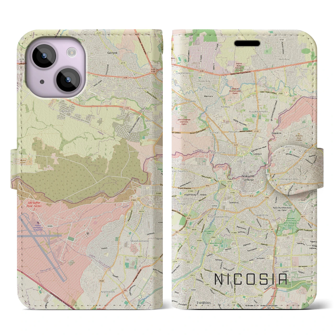 【ニコシア（キプロス）】地図柄iPhoneケース（手帳タイプ）