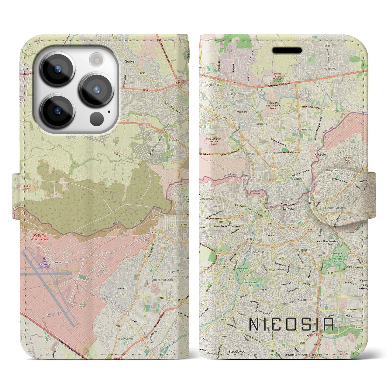 【ニコシア（キプロス）】地図柄iPhoneケース（手帳タイプ）