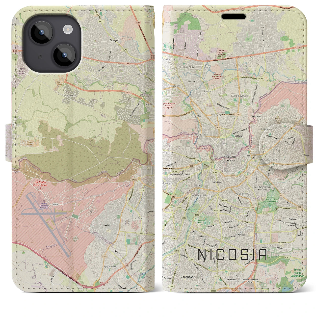 【ニコシア（キプロス）】地図柄iPhoneケース（手帳タイプ）