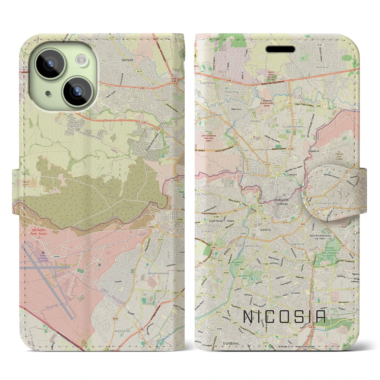 【ニコシア（キプロス）】地図柄iPhoneケース（手帳タイプ）