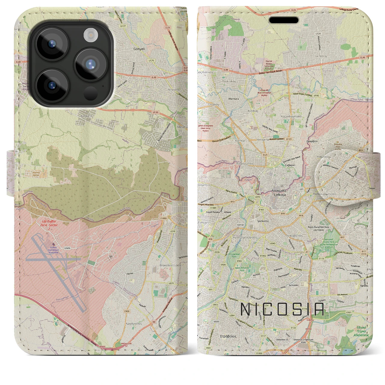 【ニコシア（キプロス）】地図柄iPhoneケース（手帳タイプ）
