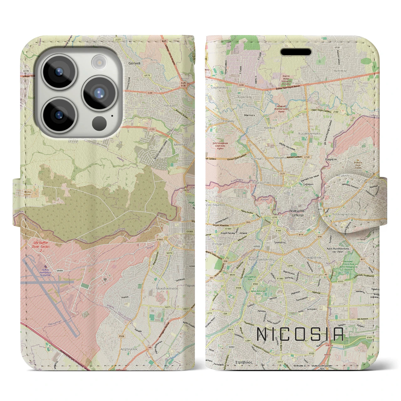 【ニコシア（キプロス）】地図柄iPhoneケース（手帳タイプ）