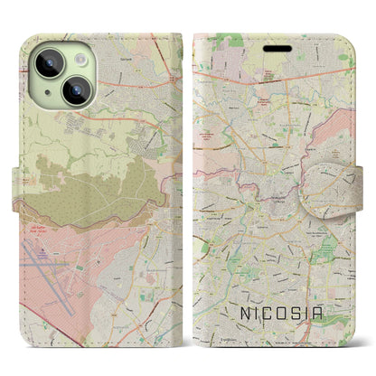 【ニコシア（キプロス）】地図柄iPhoneケース（手帳タイプ）