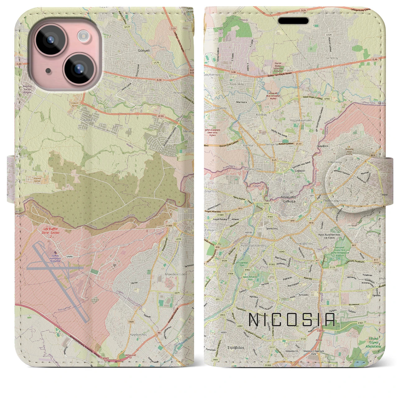 【ニコシア（キプロス）】地図柄iPhoneケース（手帳タイプ）