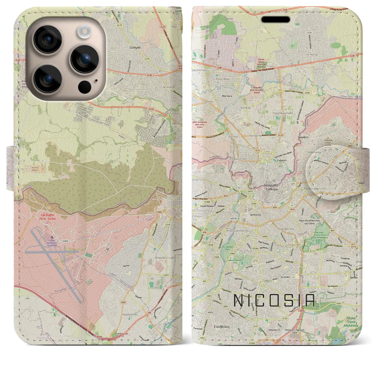 【ニコシア（キプロス）】地図柄iPhoneケース（手帳タイプ）