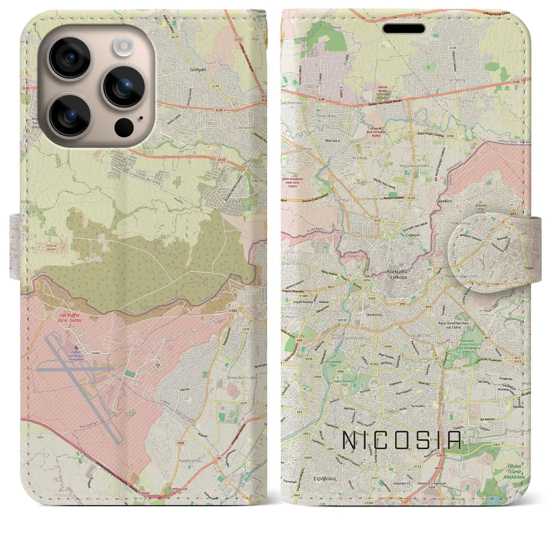 【ニコシア（キプロス）】地図柄iPhoneケース（手帳タイプ）