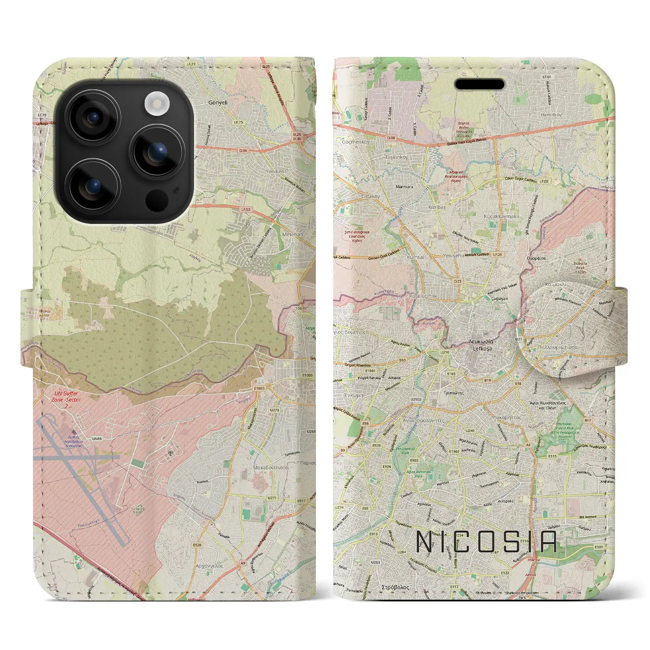 【ニコシア（キプロス）】地図柄iPhoneケース（手帳タイプ）