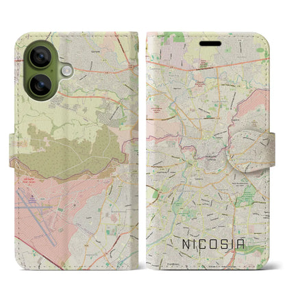 【ニコシア（キプロス）】地図柄iPhoneケース（手帳タイプ）