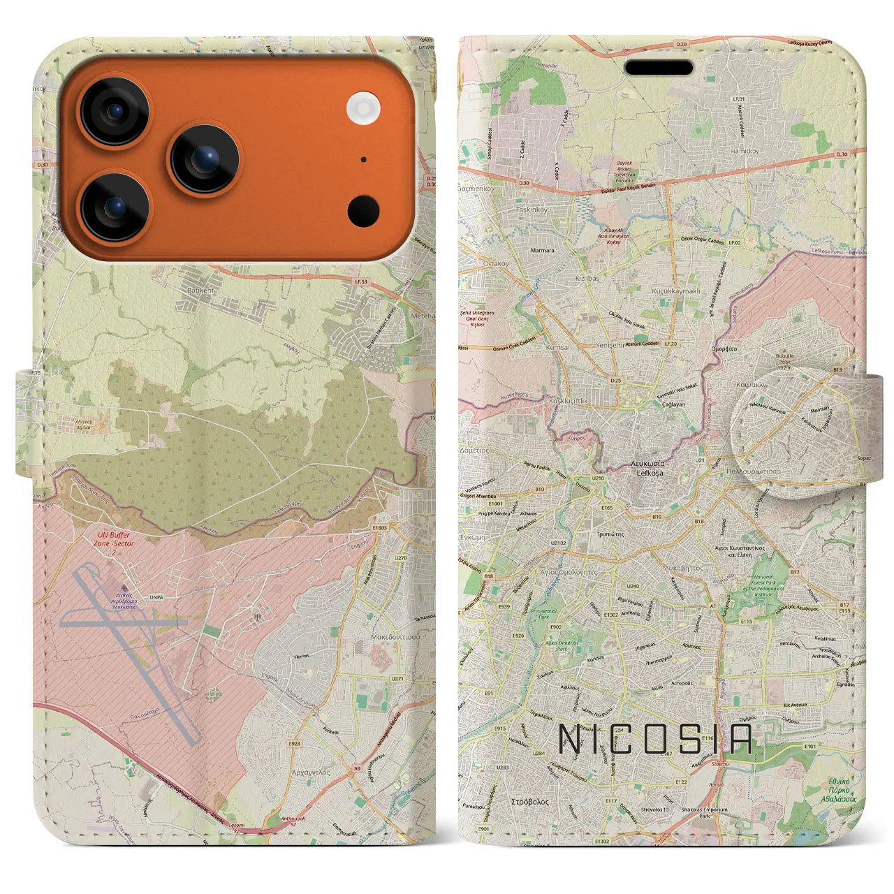 【ニコシア（キプロス）】地図柄iPhoneケース（手帳タイプ）
