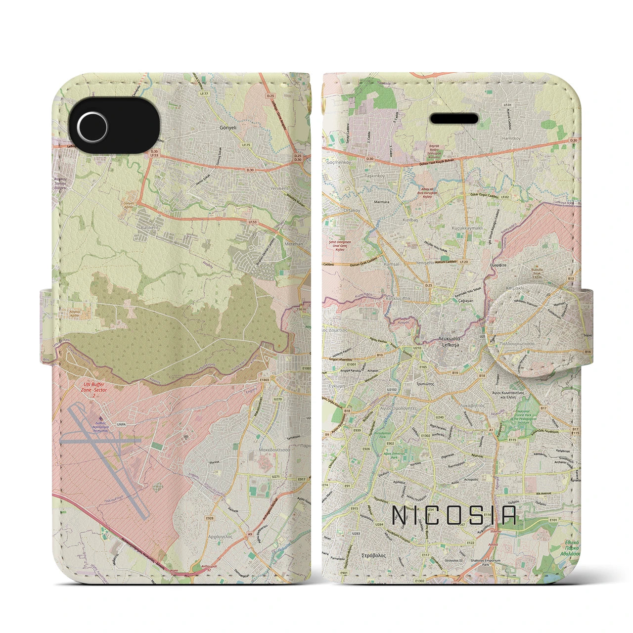 【ニコシア（キプロス）】地図柄iPhoneケース（手帳タイプ）