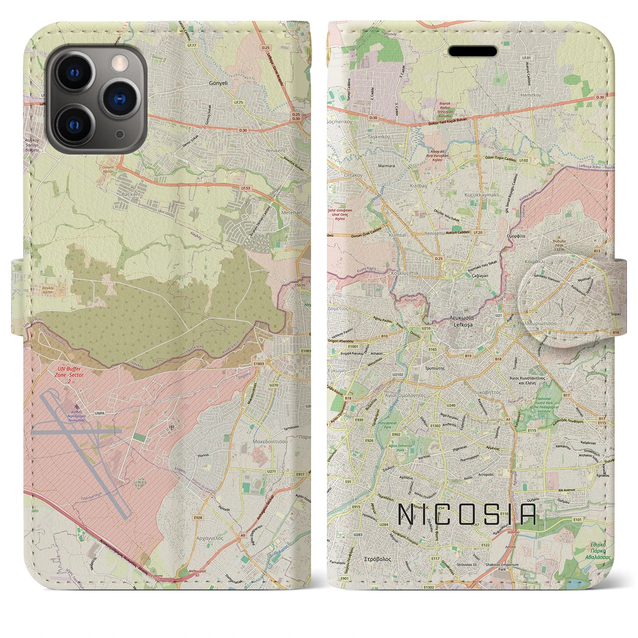 【ニコシア（キプロス）】地図柄iPhoneケース（手帳タイプ）