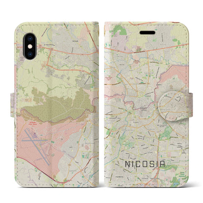 【ニコシア（キプロス）】地図柄iPhoneケース（手帳タイプ）