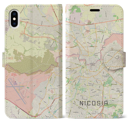 【ニコシア（キプロス）】地図柄iPhoneケース（手帳タイプ）