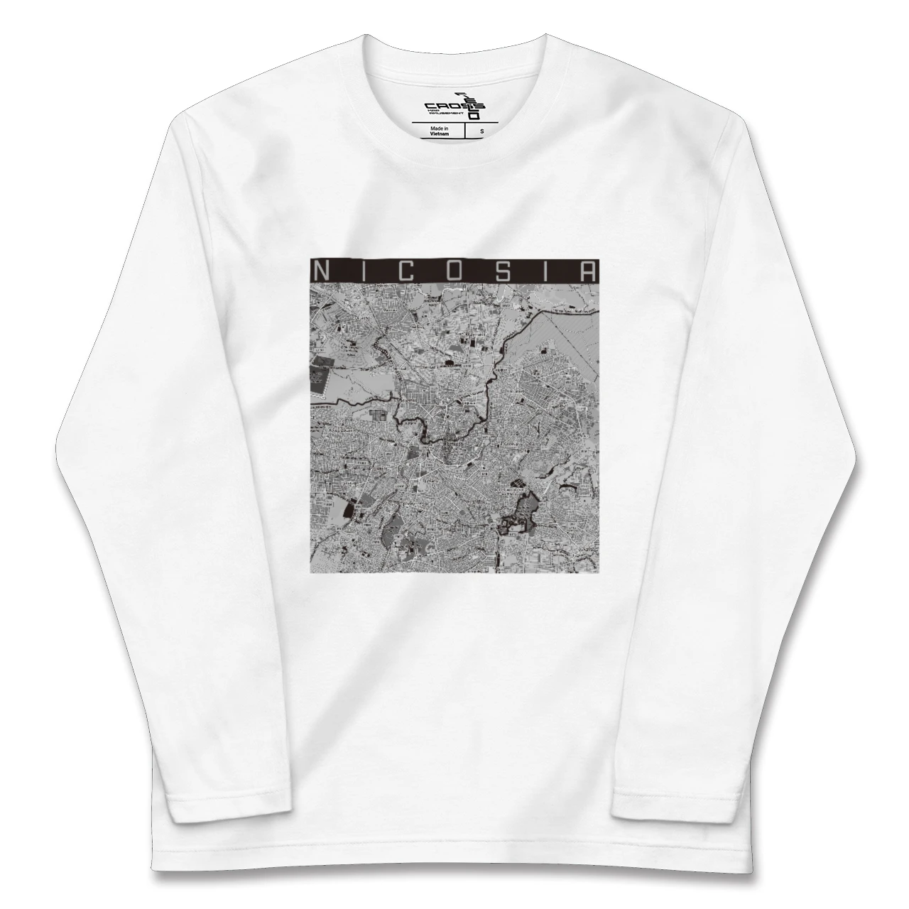 【ニコシア（キプロス）】地図柄ロングスリーブTシャツ