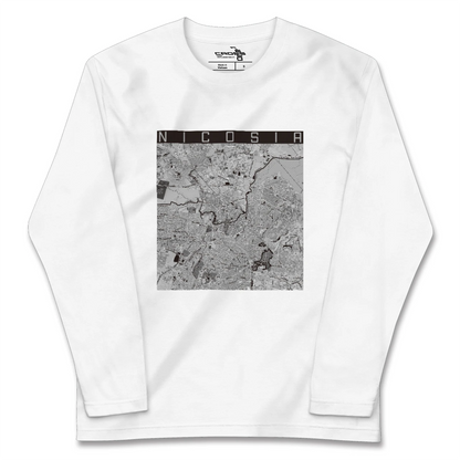 【ニコシア（キプロス）】地図柄ロングスリーブTシャツ