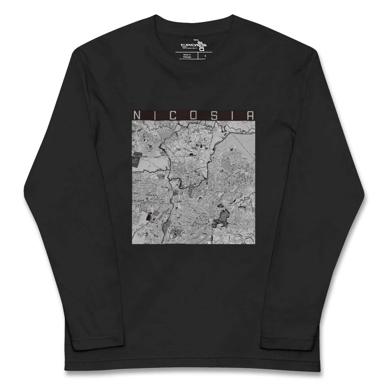 【ニコシア（キプロス）】地図柄ロングスリーブTシャツ