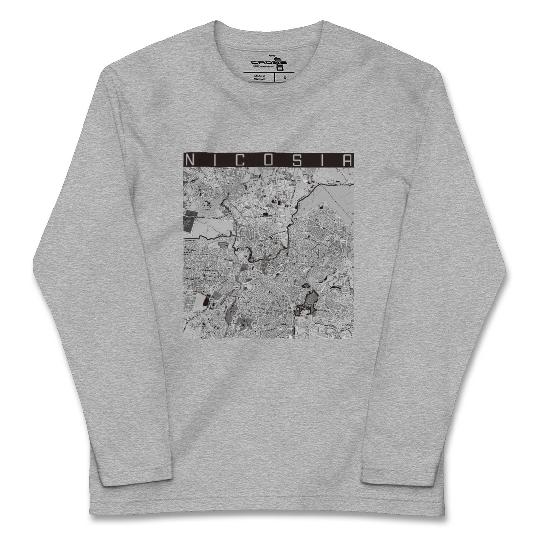 【ニコシア（キプロス）】地図柄ロングスリーブTシャツ