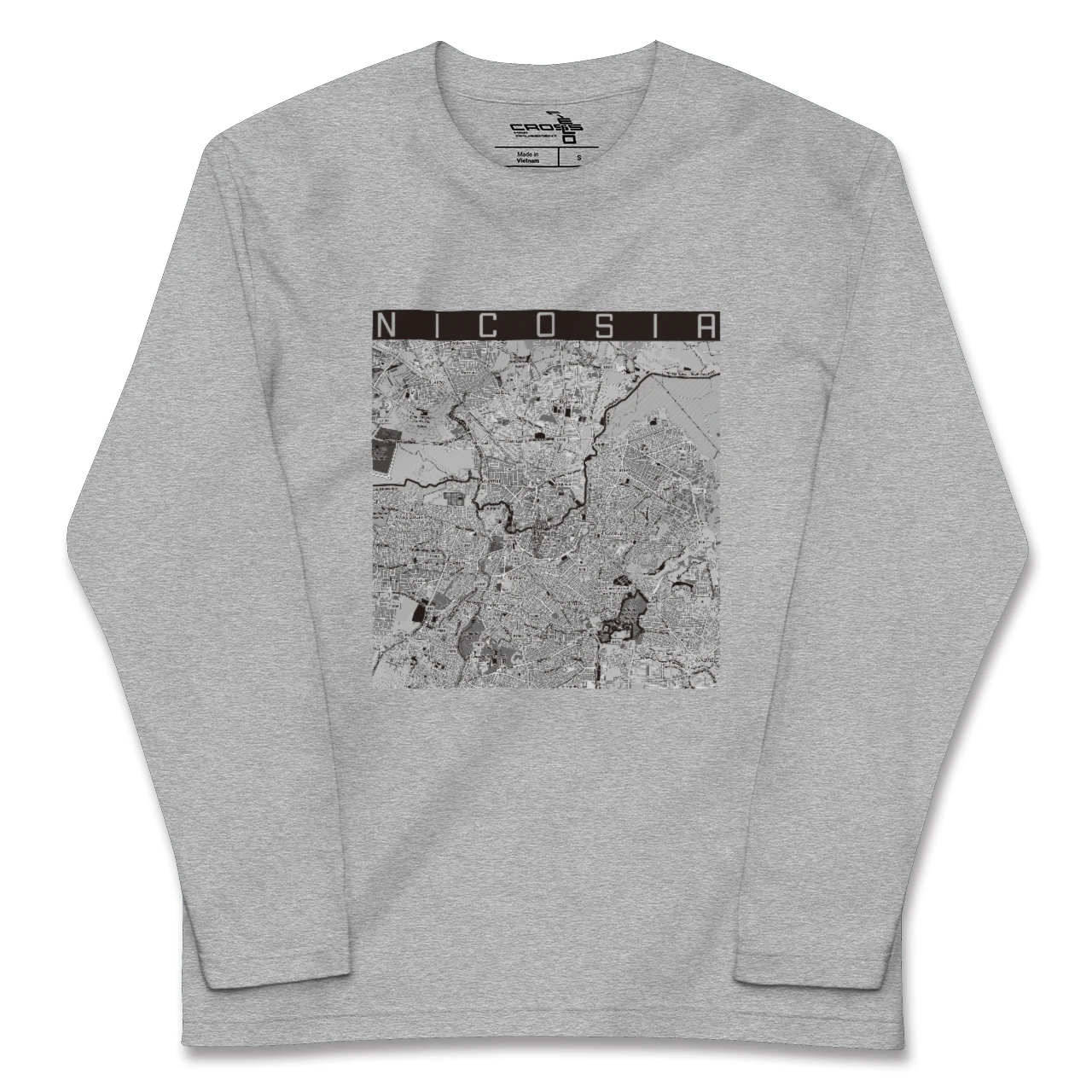 【ニコシア（キプロス）】地図柄ロングスリーブTシャツ