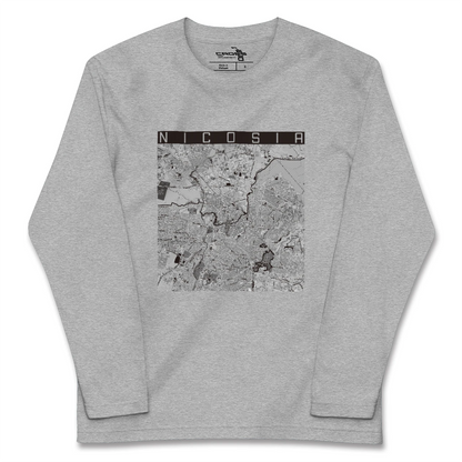 【ニコシア（キプロス）】地図柄ロングスリーブTシャツ