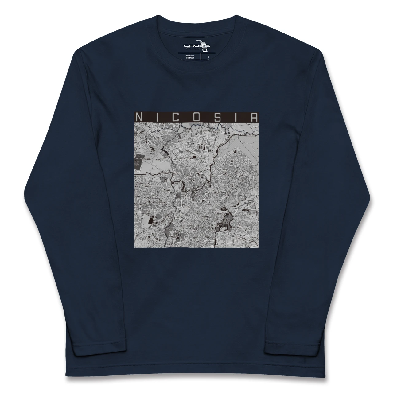 【ニコシア（キプロス）】地図柄ロングスリーブTシャツ