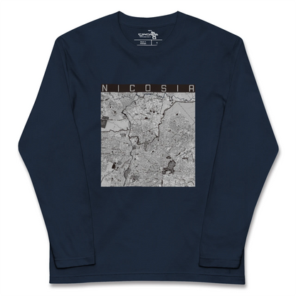【ニコシア（キプロス）】地図柄ロングスリーブTシャツ