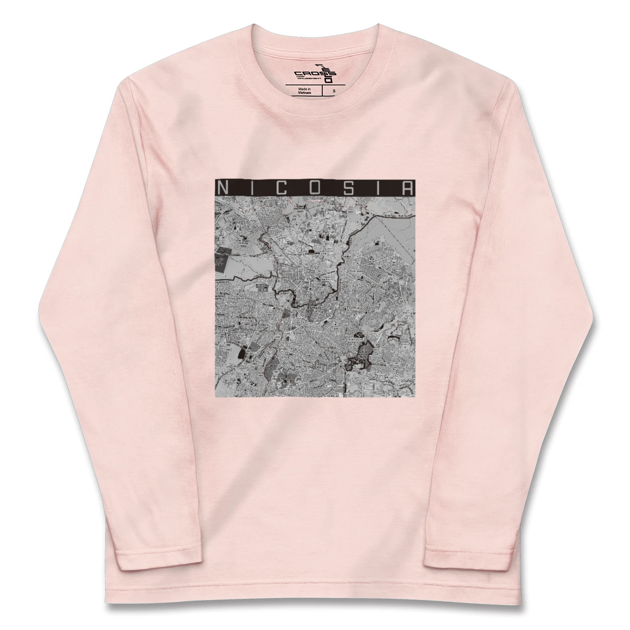 【ニコシア（キプロス）】地図柄ロングスリーブTシャツ