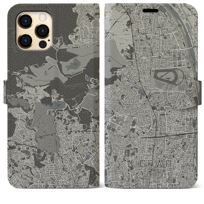 【仁川（兵庫県）】地図柄iPhoneケース（手帳タイプ）モノトーン・iPhone 12 Pro Max 用