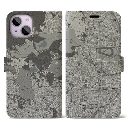 【仁川（兵庫県）】地図柄iPhoneケース（手帳タイプ）モノトーン・iPhone 14 用