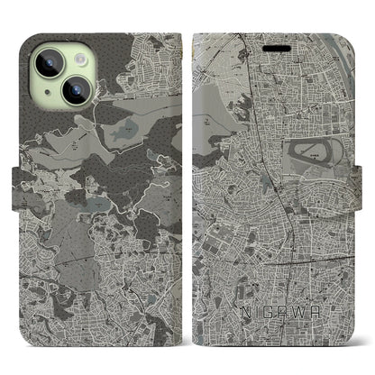 【仁川（兵庫県）】地図柄iPhoneケース（手帳タイプ）モノトーン・iPhone 15 用