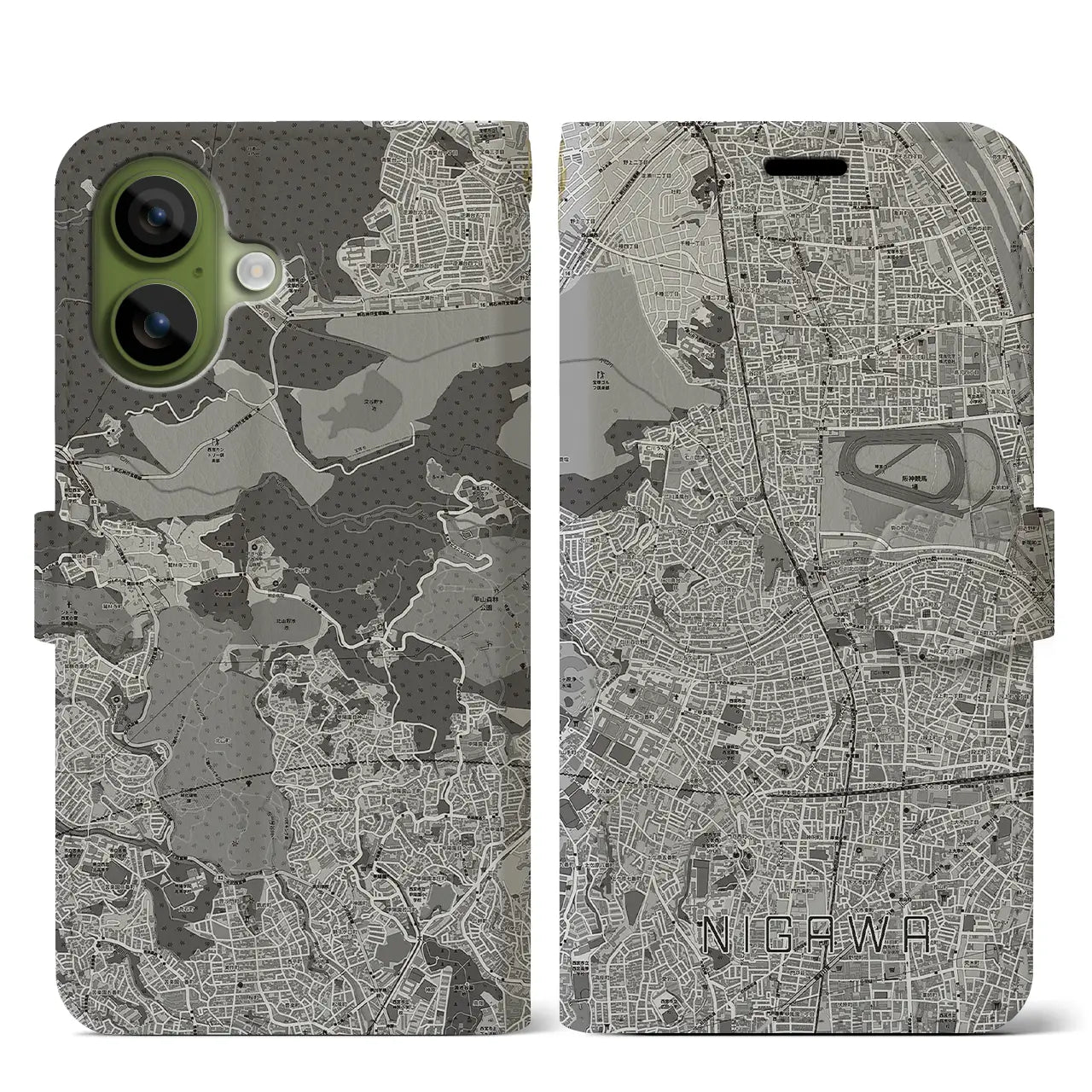 【仁川（兵庫県）】地図柄iPhoneケース（手帳タイプ）