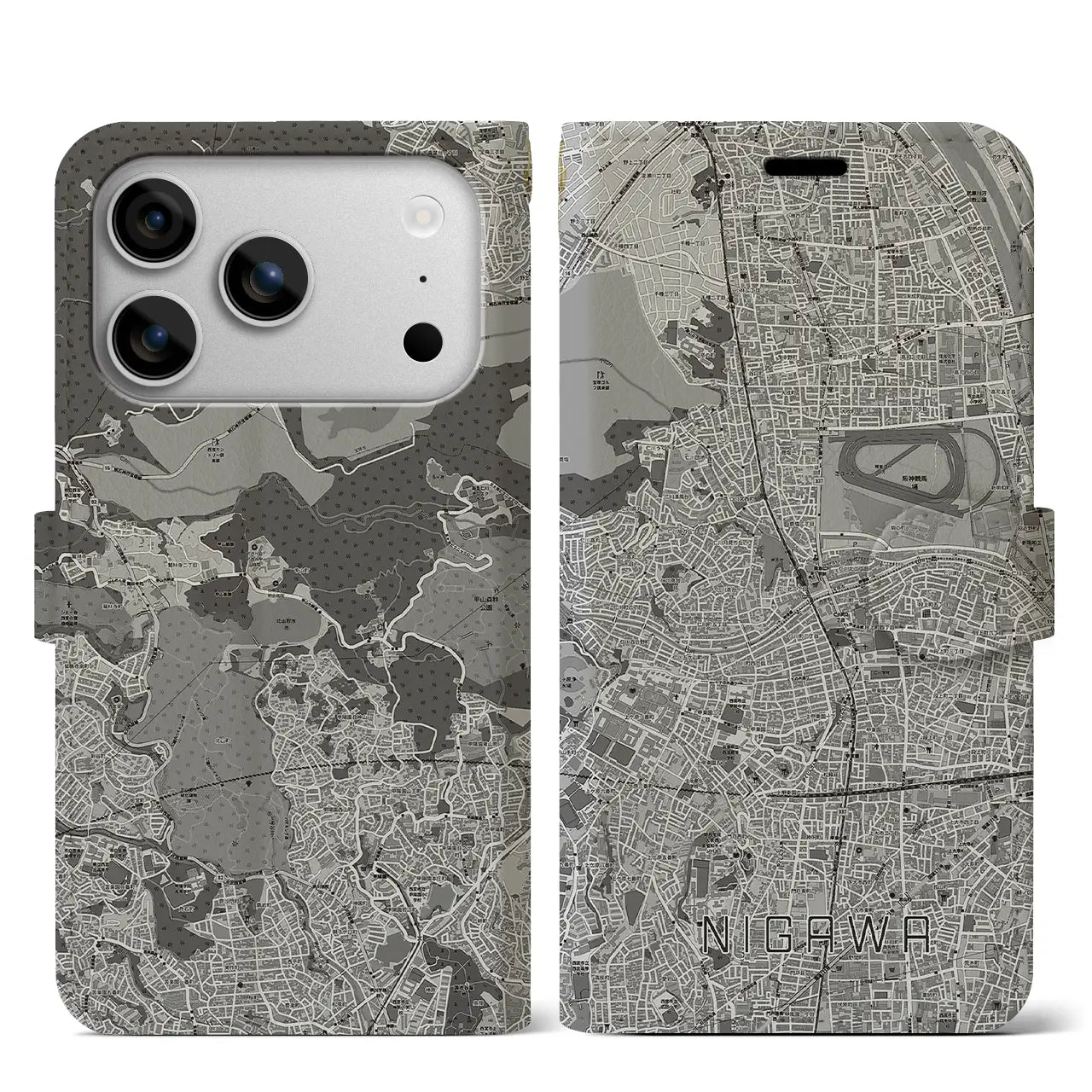 【仁川（兵庫県）】地図柄iPhoneケース（手帳タイプ）