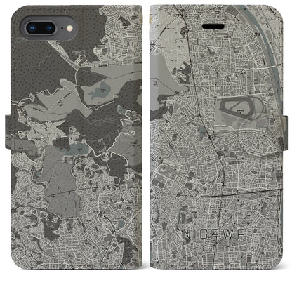 【仁川（兵庫県）】地図柄iPhoneケース（手帳タイプ）モノトーン・iPhone 8Plus /7Plus / 6sPlus / 6Plus 用