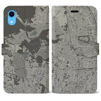 【仁川（兵庫県）】地図柄iPhoneケース（手帳タイプ）モノトーン・iPhone XR 用