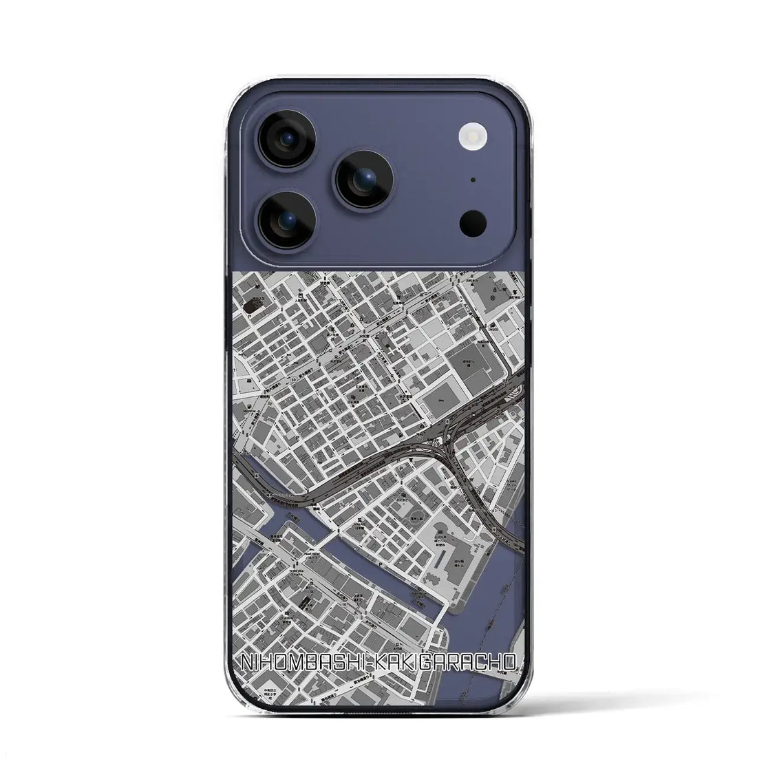 【日本橋蛎殻町(東京都)】地図柄iPhoneケース(クリアタイプ)モノトーン・iPhone 17 Pro Max 用