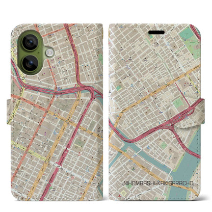 【日本橋蛎殻町（東京都）】地図柄iPhoneケース（手帳タイプ）