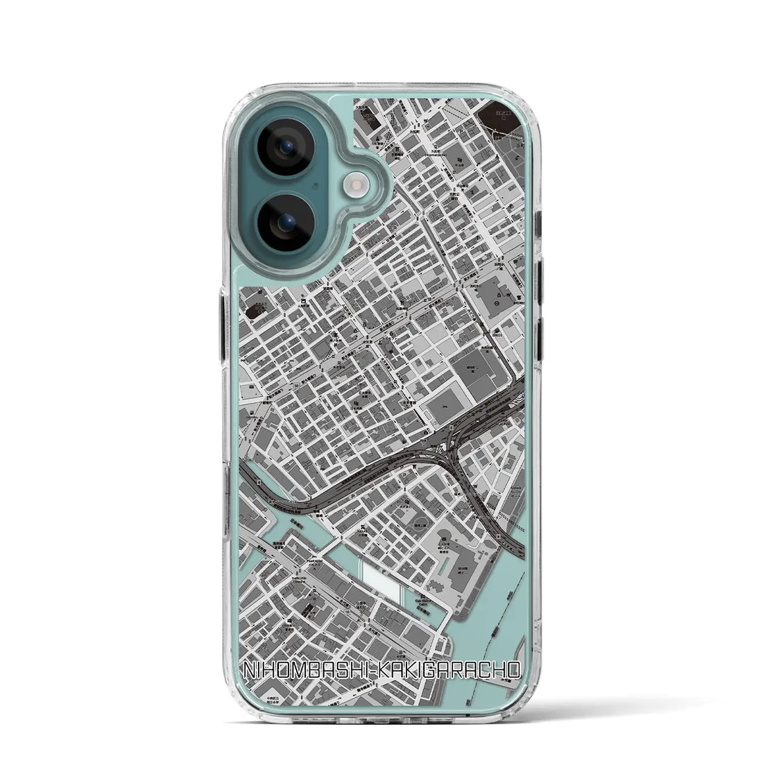 【日本橋蛎殻町（東京都）】地図柄iPhoneケース（MagSafeタイプ）モノトーン・iPhone 16 Pro 用