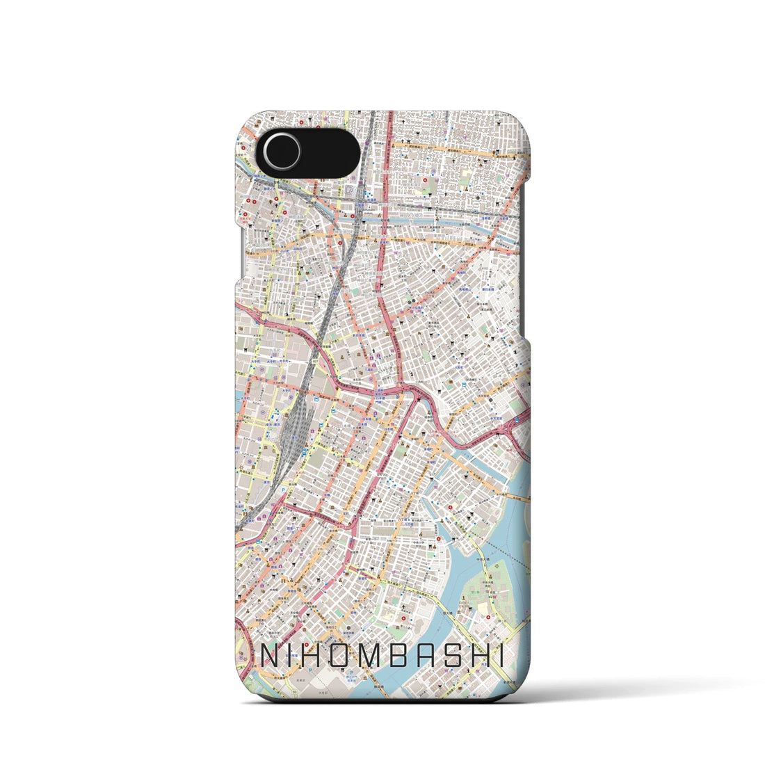 【日本橋（東京都）】地図柄iPhoneケース（バックカバータイプ）ナチュラル・iPhone SE（第3 / 第2世代） / 8 / 7 / 6s / 6 用