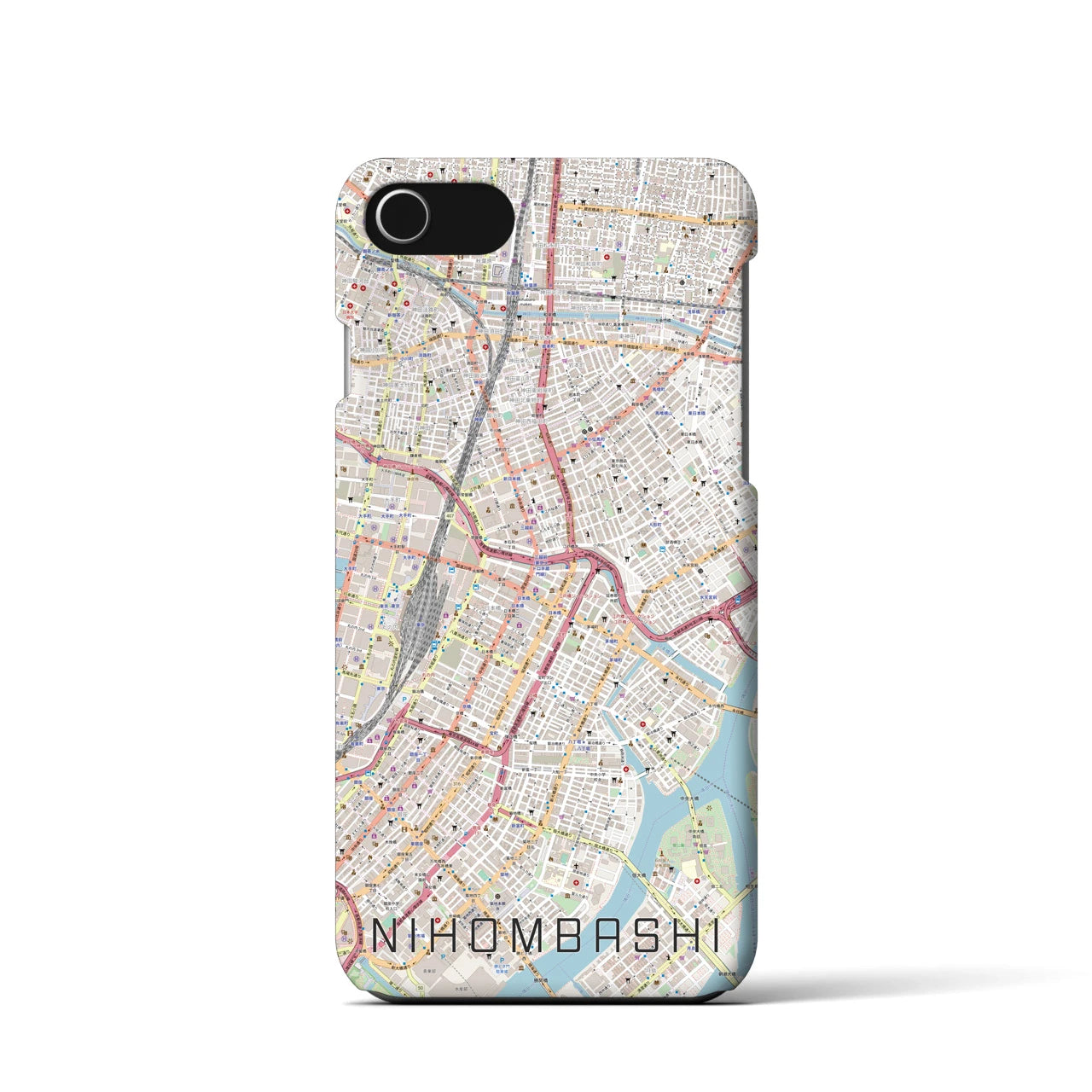 【日本橋（東京都）】地図柄iPhoneケース（バックカバータイプ）ナチュラル・iPhone SE（第3 / 第2世代） / 8 / 7 / 6s / 6 用