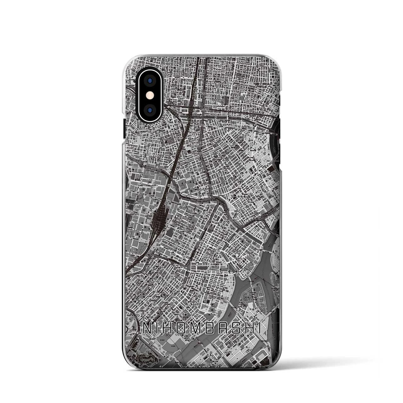 【日本橋（東京都）】地図柄iPhoneケース（クリアタイプ）モノトーン・iPhone XS / X 用