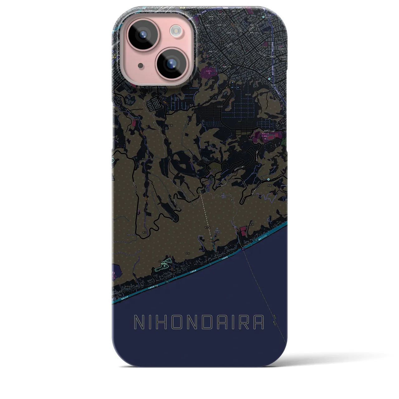 【日本平（静岡県）】地図柄iPhoneケース（バックカバータイプ）