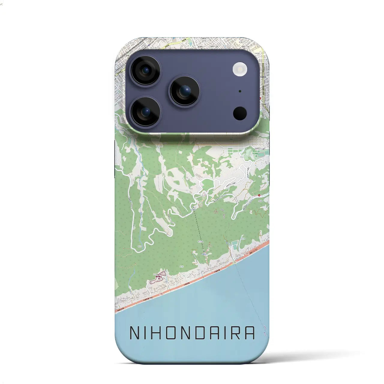 【日本平（静岡県）】地図柄iPhoneケース（バックカバータイプ）ブラック・iPhone 17 Pro Max 用