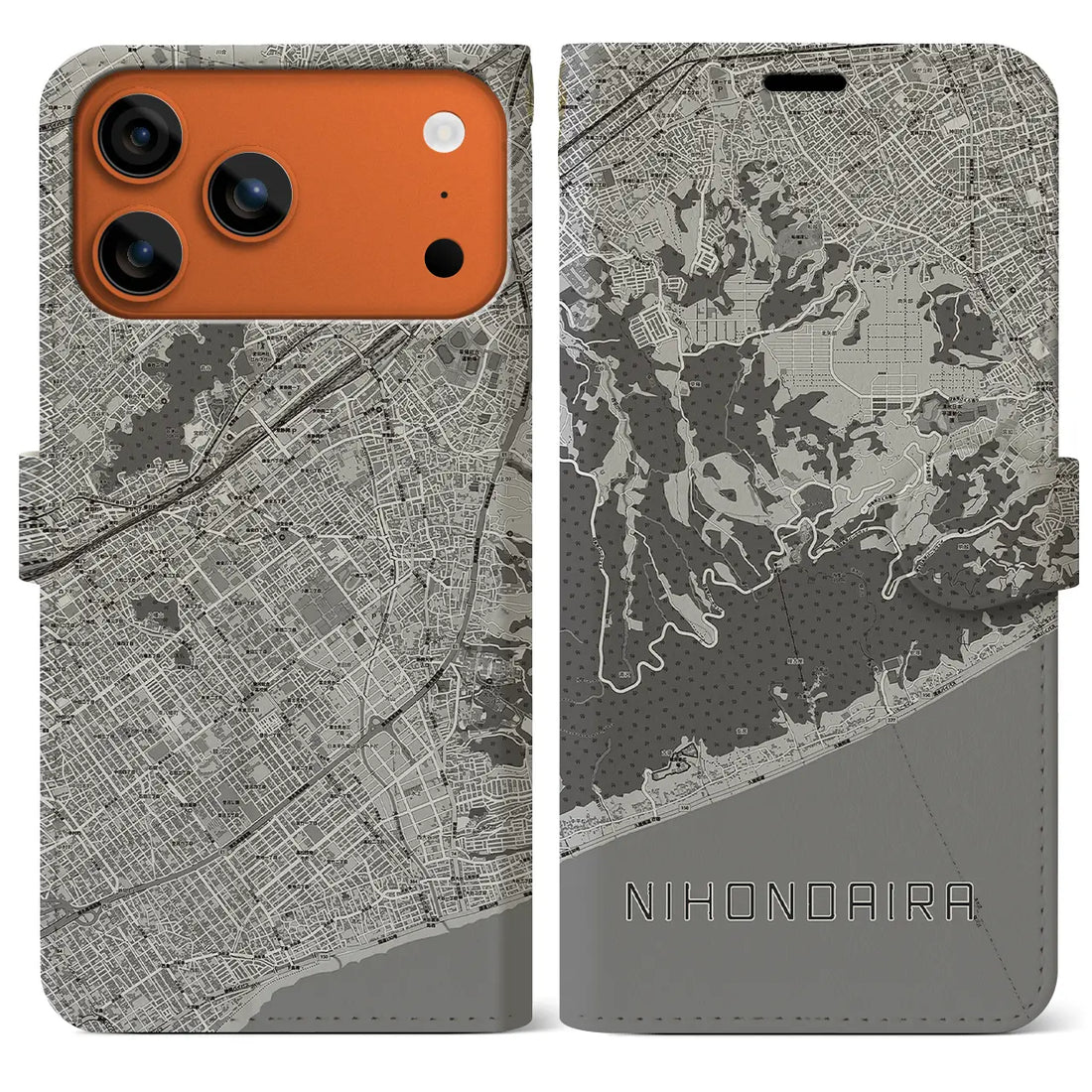 【日本平（静岡県）】地図柄iPhoneケース（手帳タイプ）