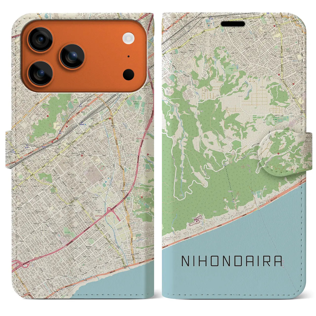 【日本平（静岡県）】地図柄iPhoneケース（手帳タイプ）